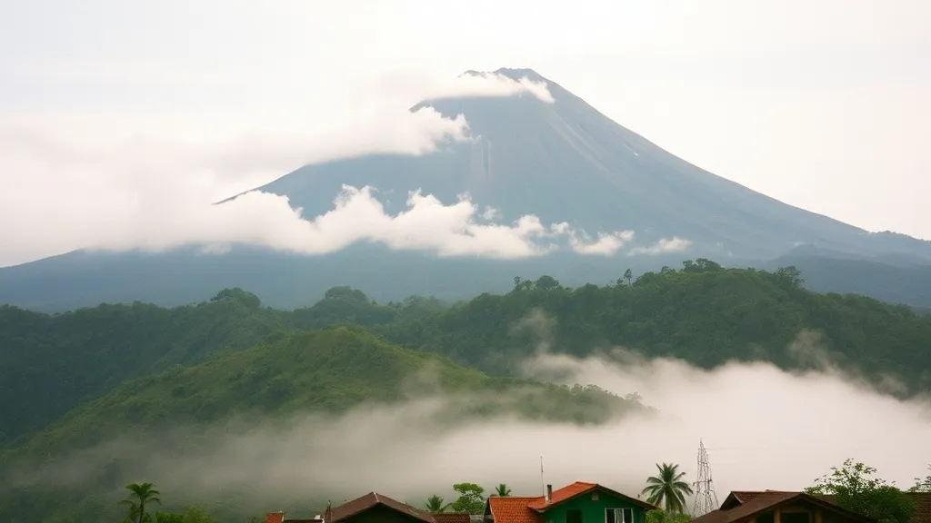 Merapi menjelang siang dengan awan mulai berkumpul di puncak