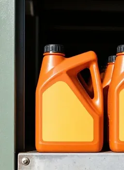 Botol oli baru di rak bengkel