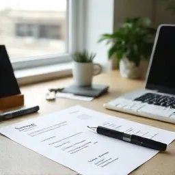 A printed invoice beside a pen
