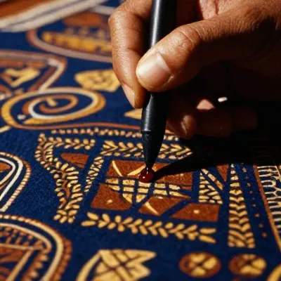 Canting meneteskan malam panas di atas kain mori