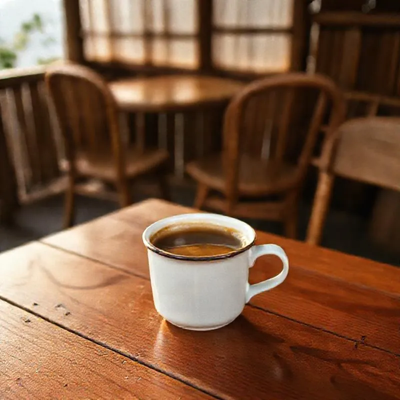 Cangkir kopi tubruk pertama saat kedai baru buka