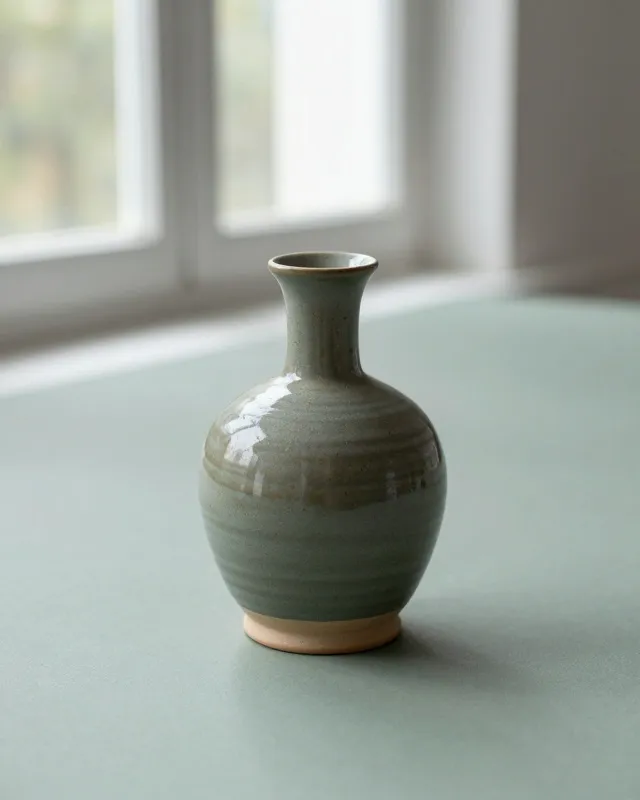 A round-bellied stoneware carafe in slate glaze