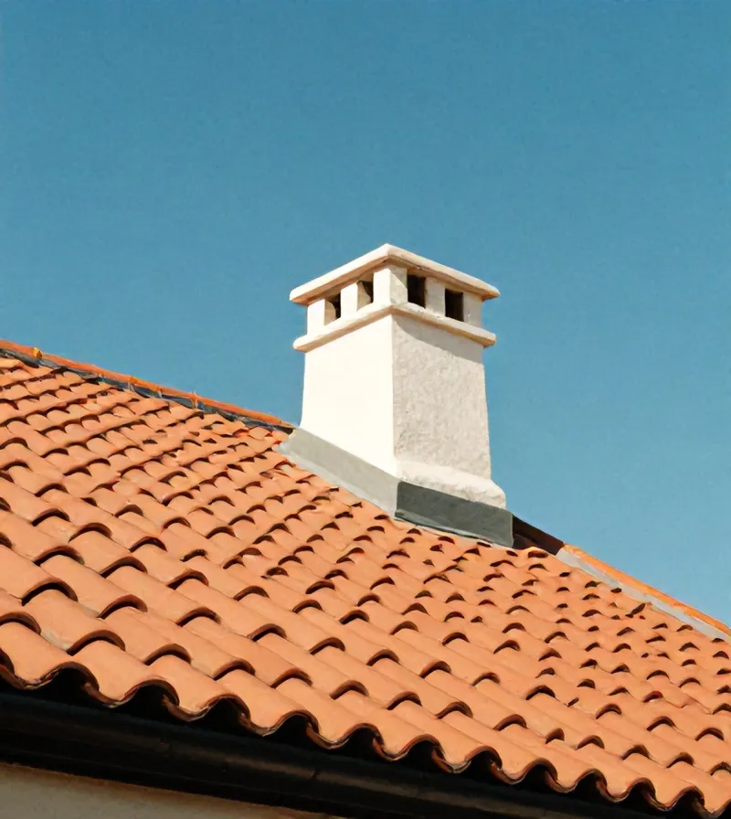 Terracotta roof of the house