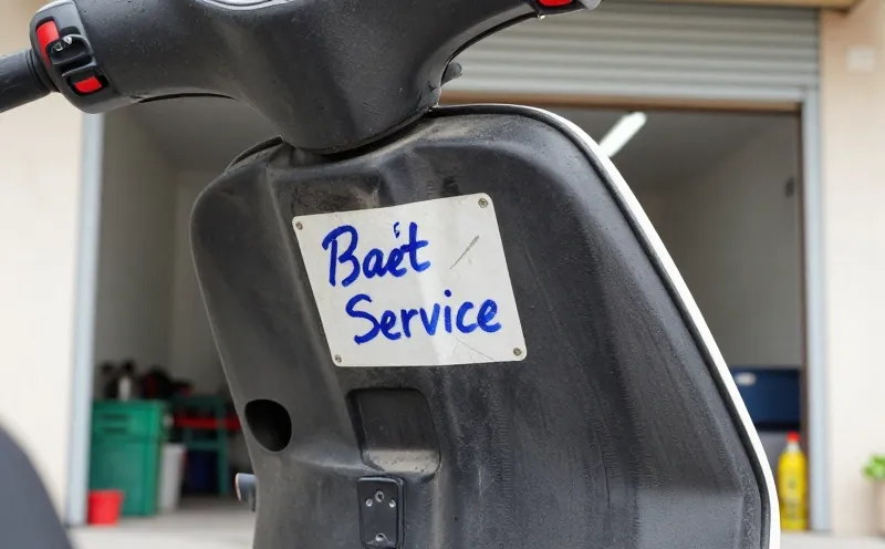 Stiker servis berikutnya tulisan tangan di panel dalam skuter