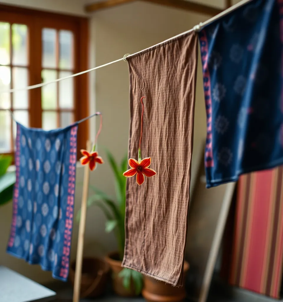 Kain batik selesai dijemur di halaman rumah produksi