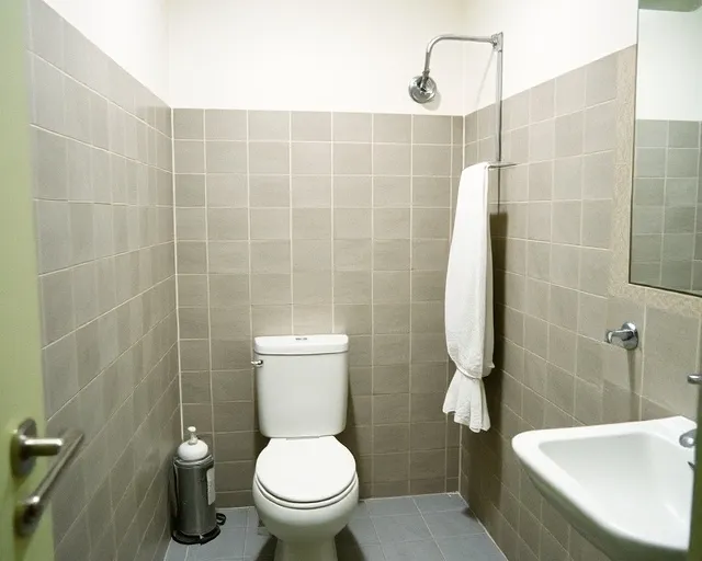 Kamar mandi dalam berkeramik abu