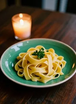 Handmade pasta on a wooden table