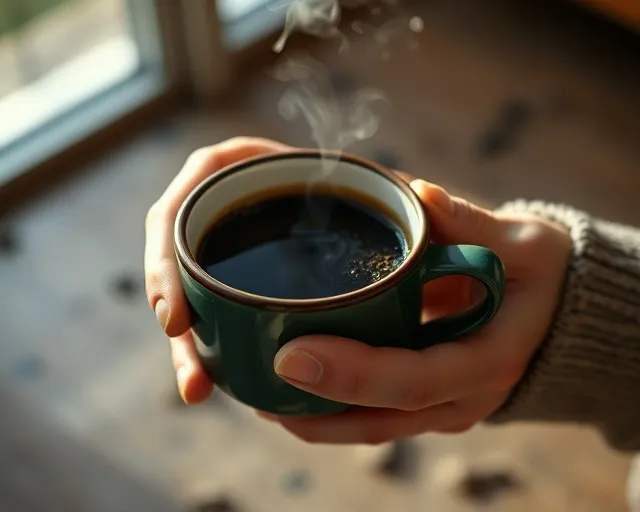 Kopi tubruk di tangan