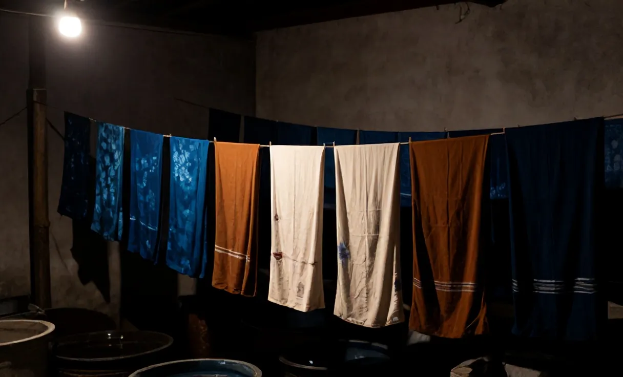 Kain batik dijemur berderet di bengkel kerja Pekalongan