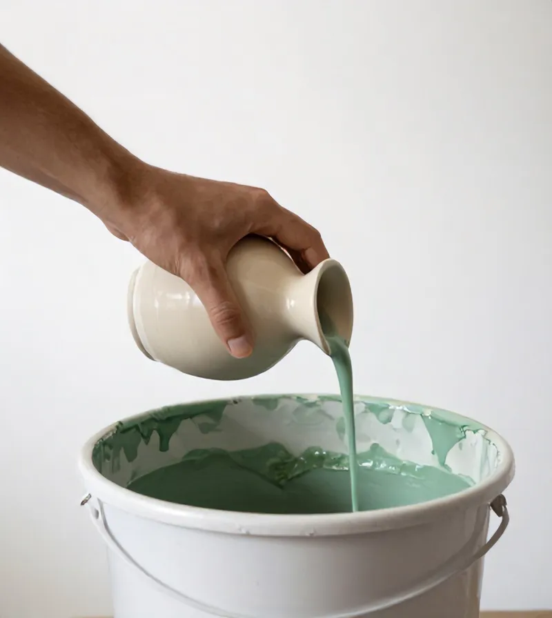 A hand dipping a carafe into glaze