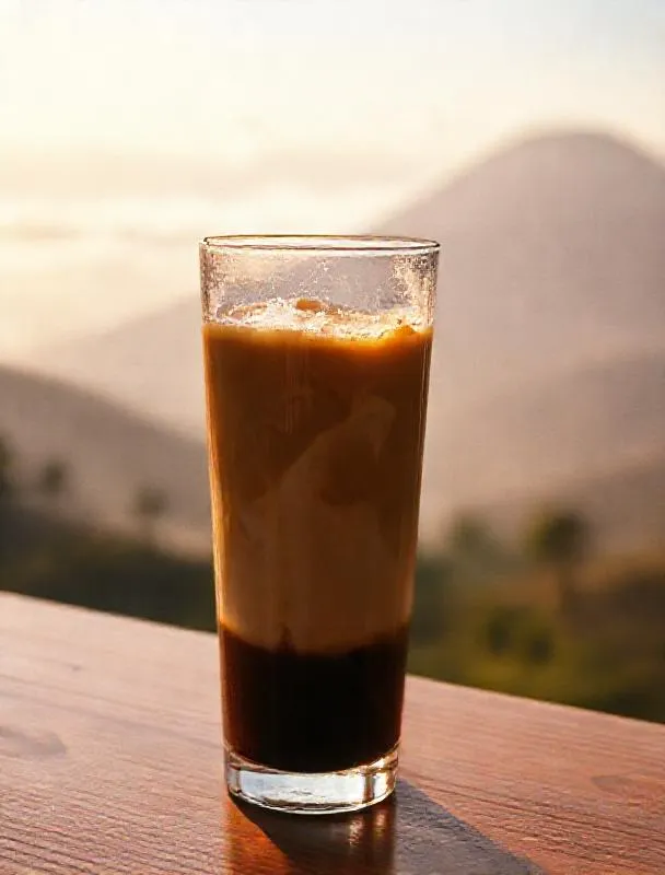 Es kopi susu gula aren dalam gelas tinggi