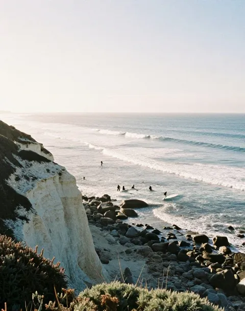 Surfers at Ribeira d'Ilhas