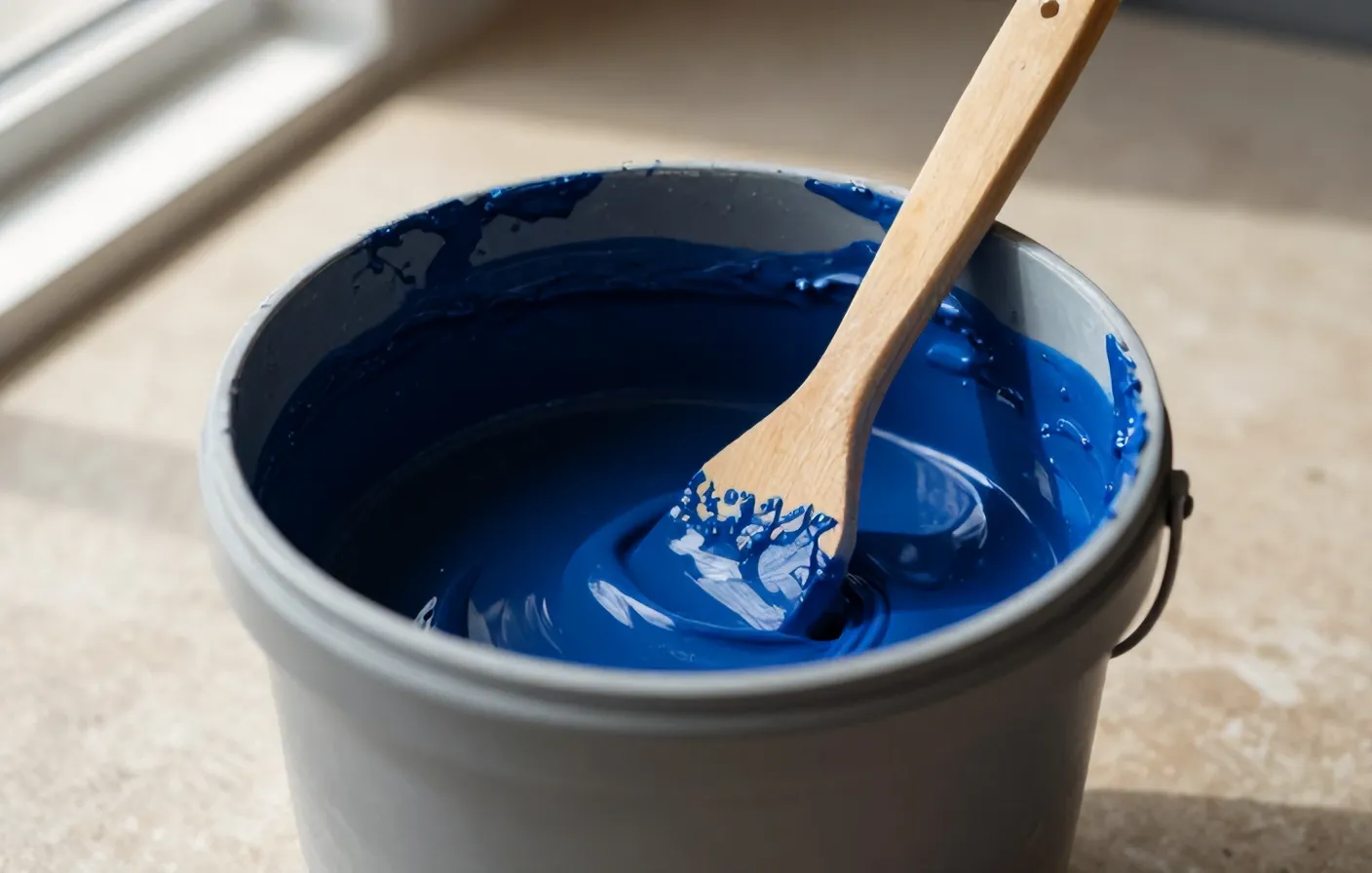 A bucket of hand-mixed cobalt glaze