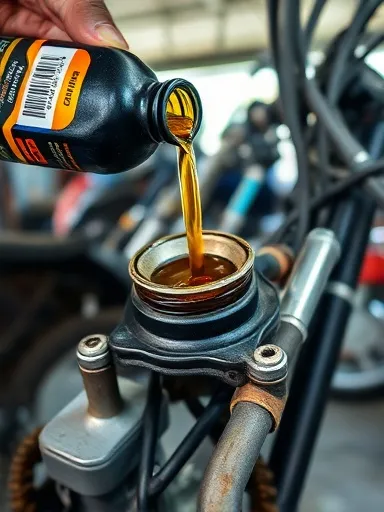 Oli dituang ke mesin motor