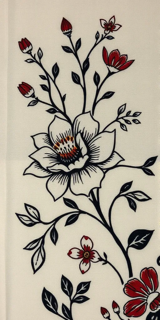 Detail kain motif Buketan bunga