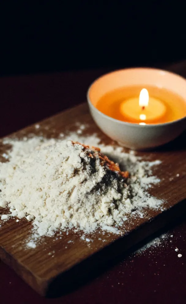 Flour, semolina and egg yolks on a dark board