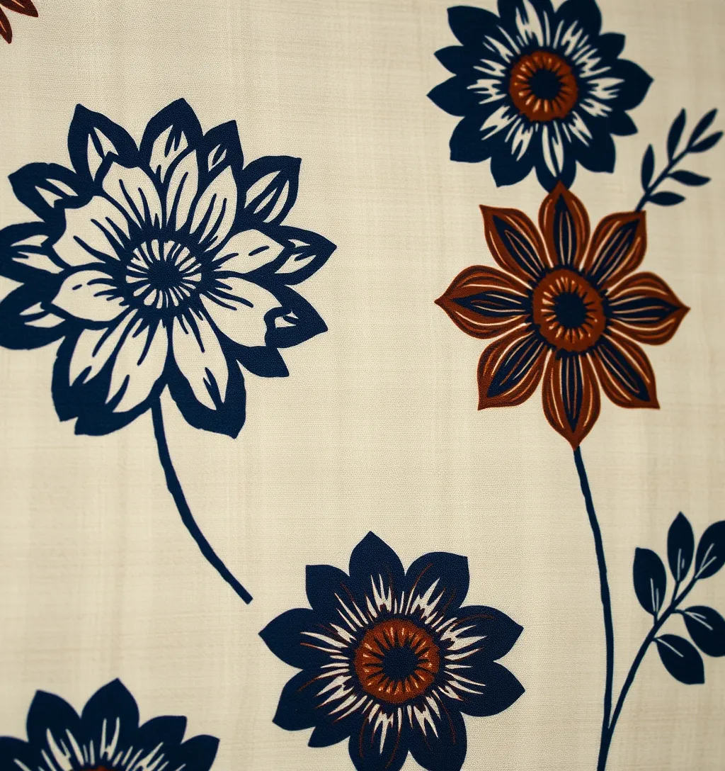 Kain batik tulis motif Buketan, rangkaian bunga berwarna indigo dan soga