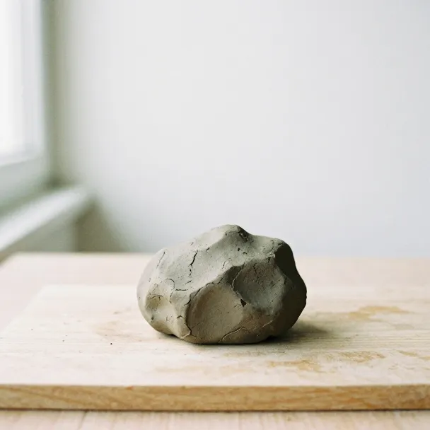 A lump of raw stoneware clay