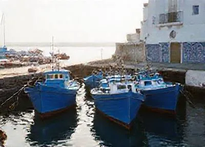 Fishing boats on the slipway in the harbour