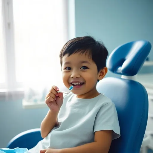Pasien anak di kursi periksa