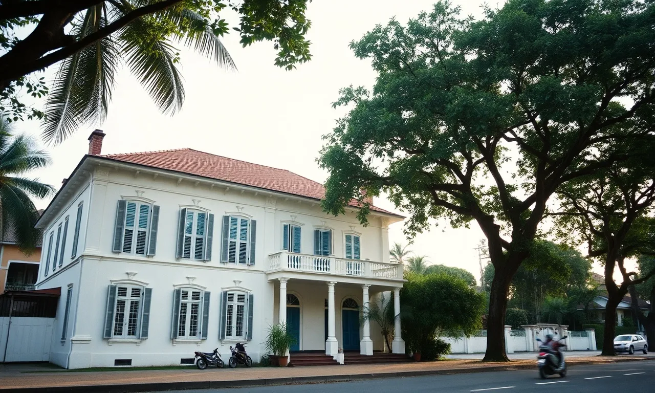 Rumah kolonial di bawah pohon trembesi, Jalan Raya Darmo