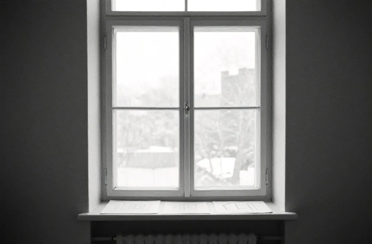 Studio window and desk with printed wireframes