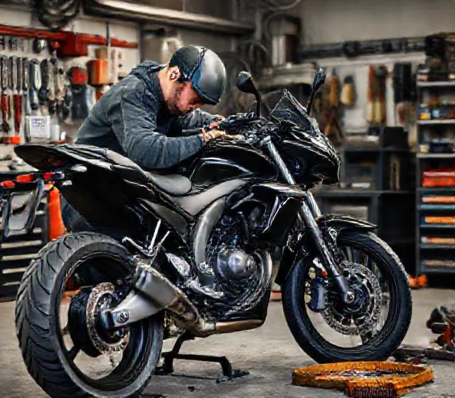 Mekanik sedang servis motor