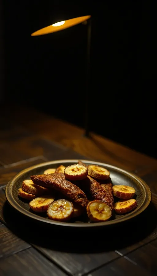 Pisang goreng di piring kayu