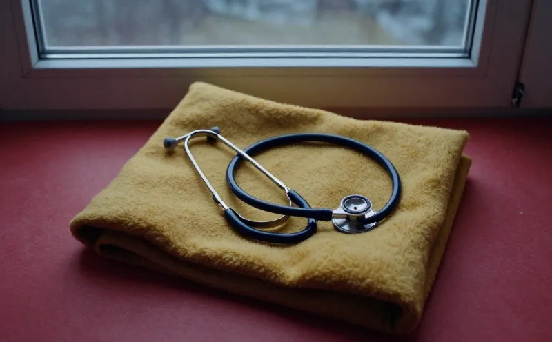 A stethoscope coiled on a mustard wool blanket