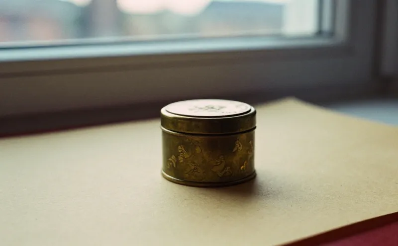 An old brass savings box on bone paper