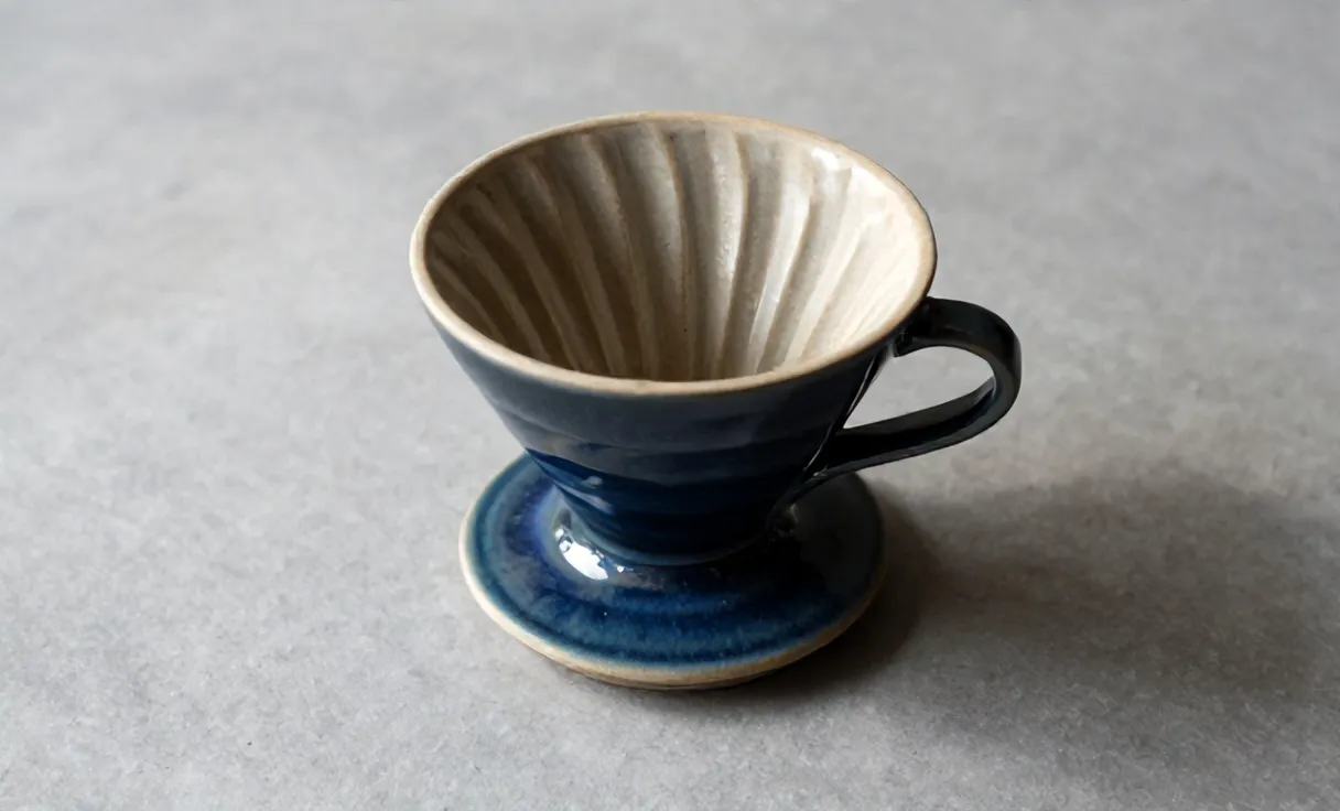 Kiln dripper with ribbed cone and cobalt glaze