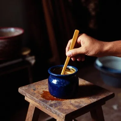 Canting dan malam panas di bangku kayu