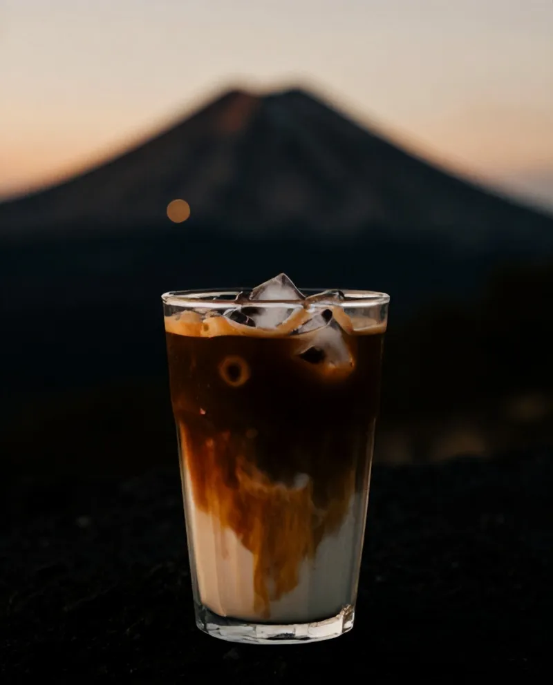 Es kopi susu gula aren, lapisan susu dan gula aren terpisah