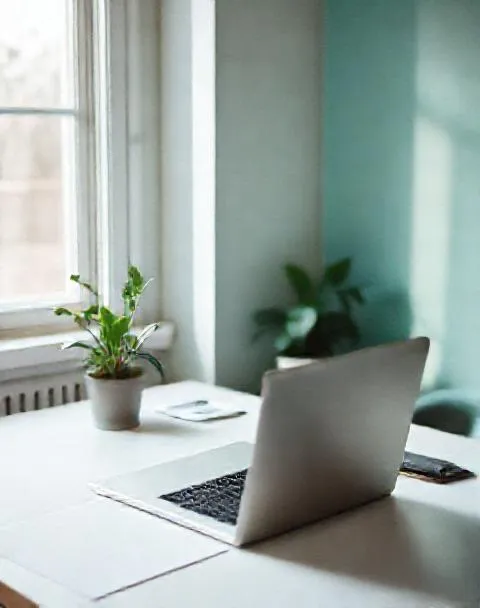 A tidy desk with the laptop closed