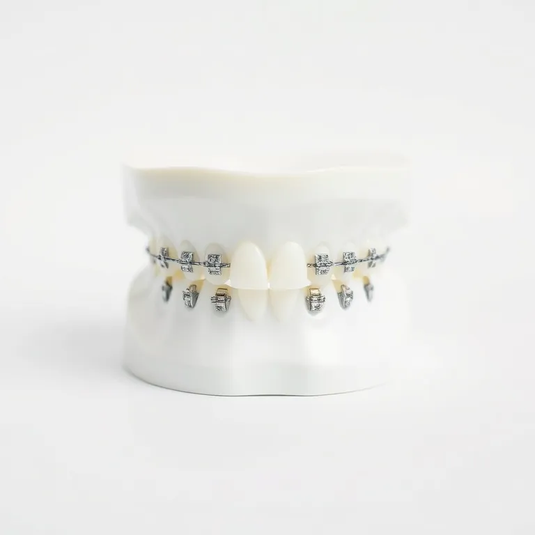 Model gigi dengan bracket behel dan kawat