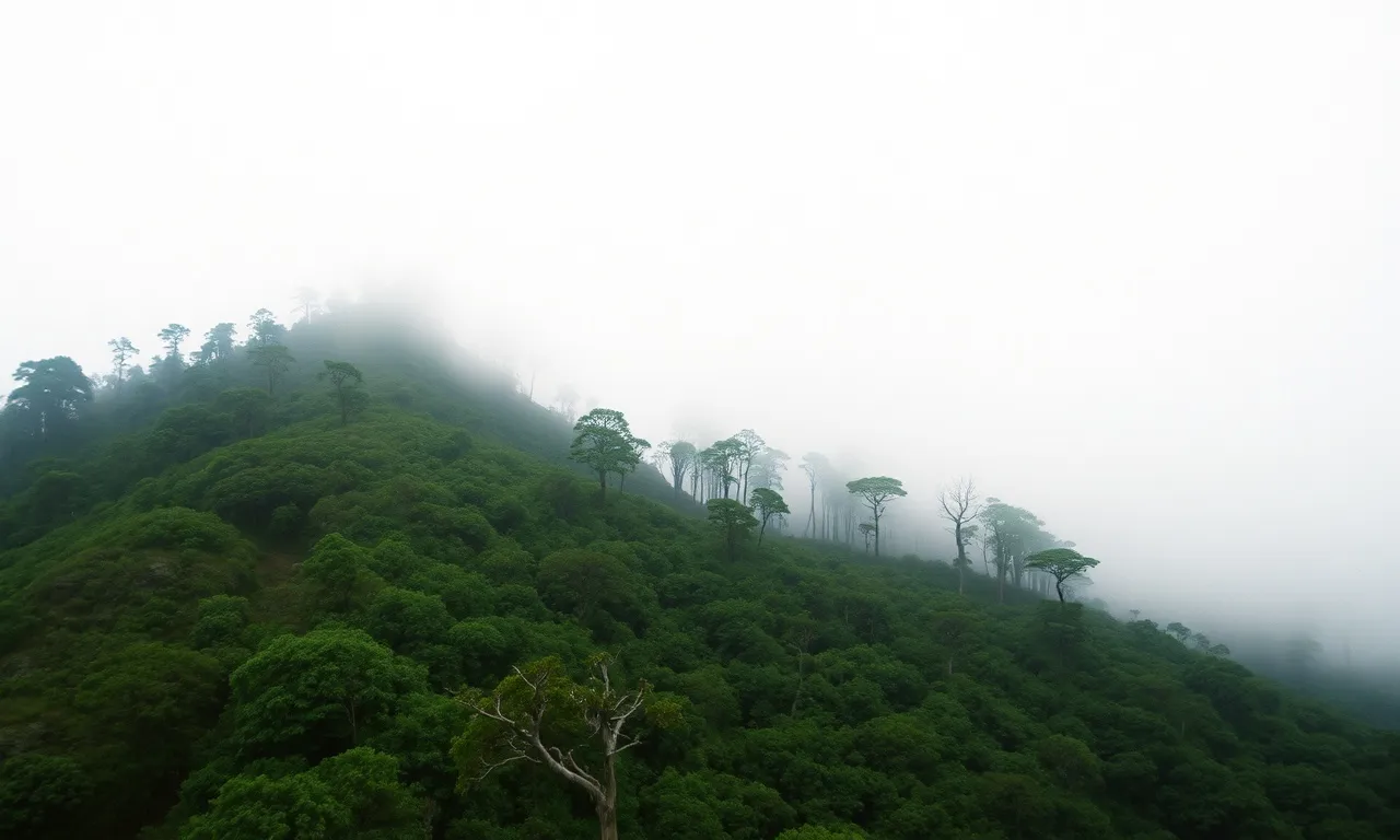 Lereng Merapi berselimut kabut pagi