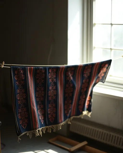 Kain batik dijemur setelah celup indigo