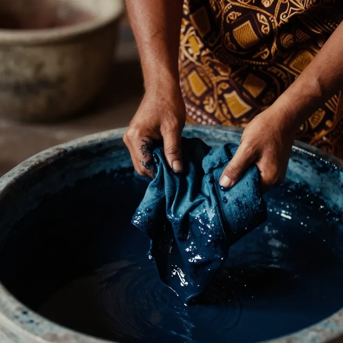 Kain dicelup pewarna alami indigo