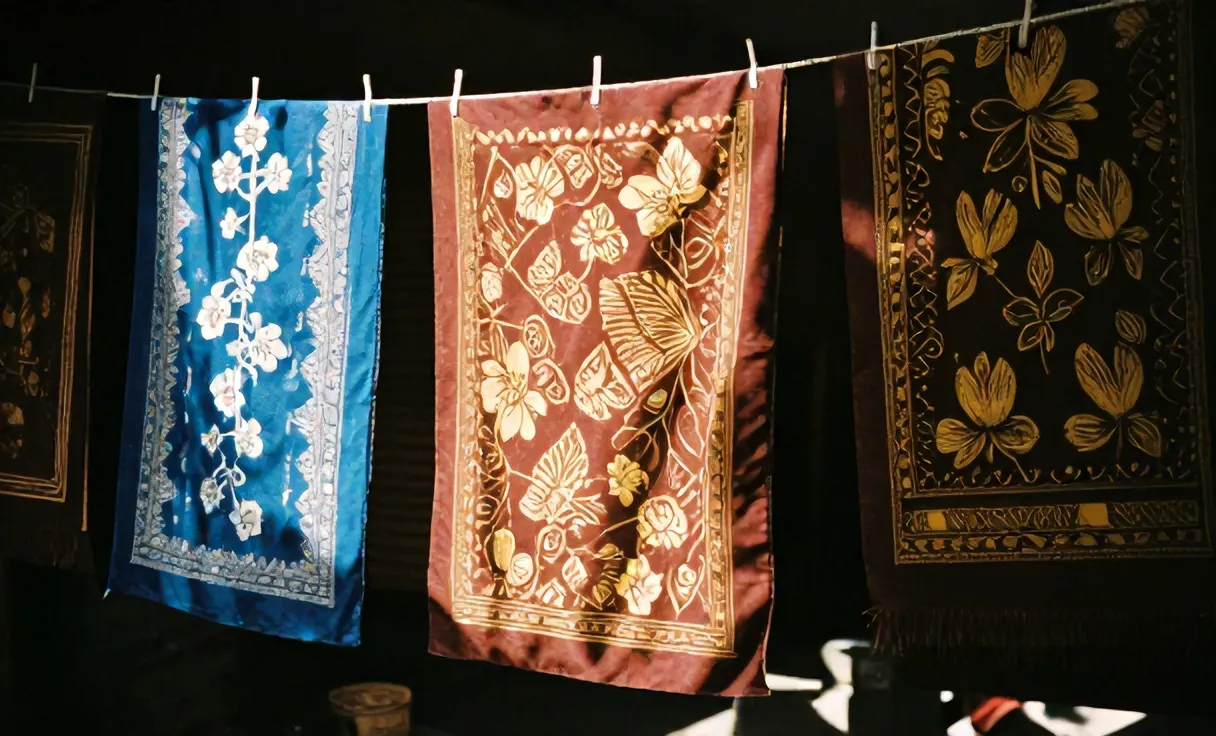 Kain batik motif Buketan dijemur di halaman