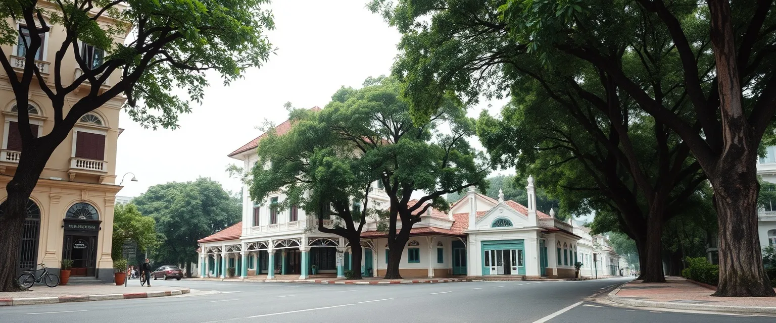 Jalan Raya Darmo yang rindang dengan bangunan lama di Surabaya