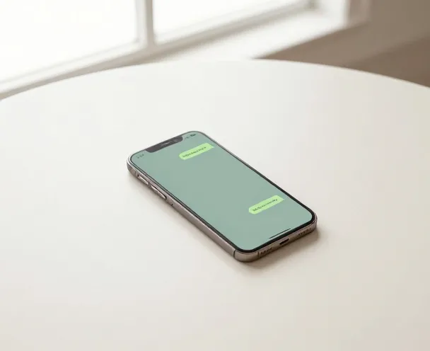 Ponsel di meja krem untuk mengirim pesan WhatsApp