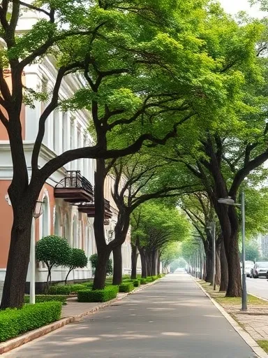 Jl. Raya Darmo dengan pohon rindang dan villa tua
