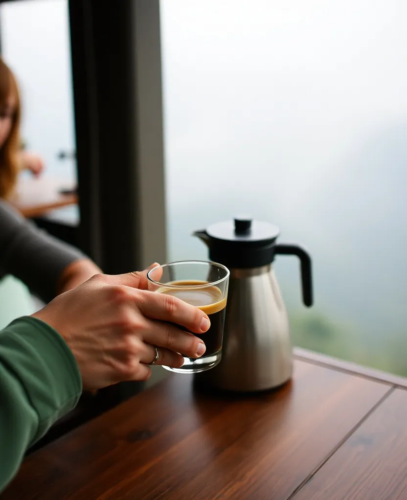 Es kopi susu gula aren di meja kayu