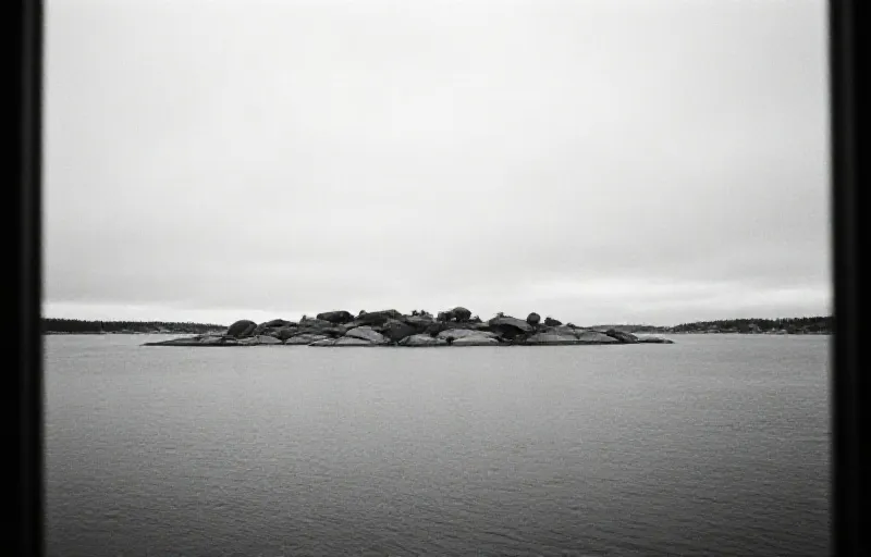 A granite skerry in the Stockholm archipelago in winter