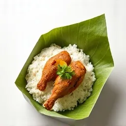 Nasi box dengan alas daun pisang