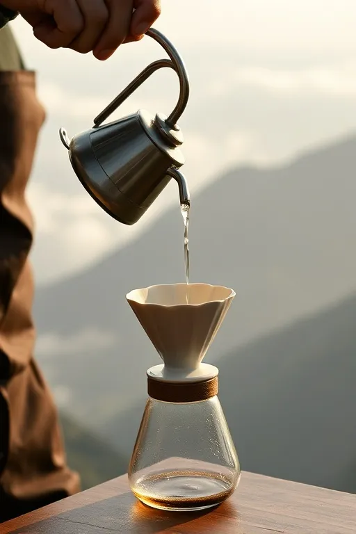 Seduh manual V60 di meja bar
