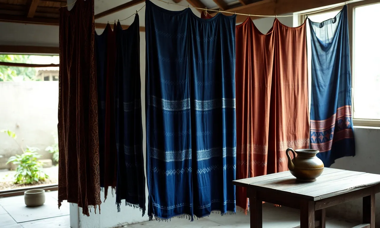 Kain batik dijemur di halaman rumah produksi Pekalongan